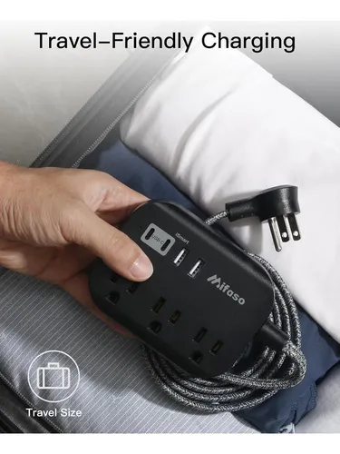 Multitoma Extensión, 3xca + 2xusb-a + 2xusb-c, 153cm, Negro
