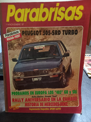 Revista Parabrisas N 114 Road Test Peugeot 505 Srd Turbo 87