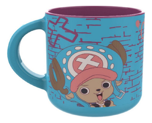 Caneca Cerâmica Tony Chopper One Piece Toei 410ml Cor Azul-celeste