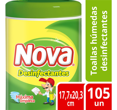 Toallas Húmedas Desinfectante Nova Protect 105 Un