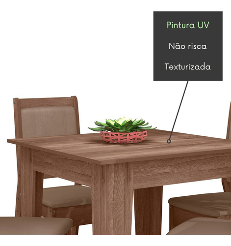 Conjunto Mesa Sala De Jantar Com 4 Cadeiras Lugares Quadrada