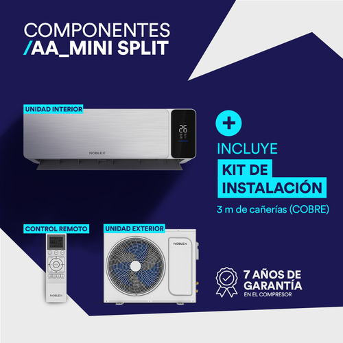 Minisplit 1 tonelada Aire Acondicionado On/Off Noblex Nsc12dcw-21amx Frío 12000 Btu 230v