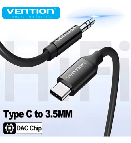 Cable 3.5mm Audio Jack Usb-c Autoradio Parlantes 1m Vention