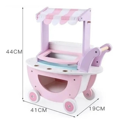 Imagen 2 de 2 de Carro De Helados Juguete Didáctico Madera Montessori
