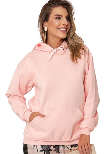 Imagem 5 de 6 de Moletom Canguru Blusa De Frio Flanelada Capuz Liso