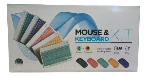 Kit Teclado Mouse Bluetooth Tablet Pc Celular Recargable