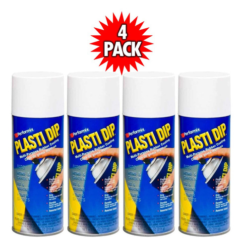 4 Plasti Dip Pintura Plástica Spray Aerosol Performix Blanco