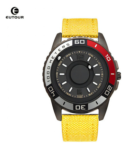 Relojes Magnéticos Simples De Lona Eutour E025a Color del bisel Negro/Amarillo