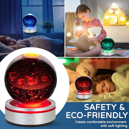 Sistema Solar En 3d Bola De Cristal Luz Nocturna Con Ilumina