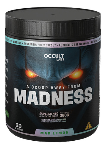 Occult Labs Madness Pré-treino Em Pó 360g Sabor Limão