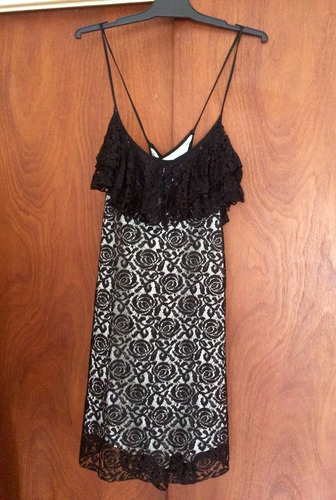 Vestido Paris Encaje Negro C Forro Crudo