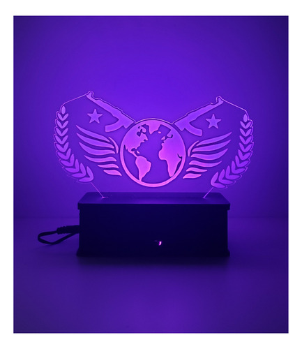 Counter Strike, Game, Csgo, Luminária Led, 16 Cores+controle Cúpula 16 Cores Estrutura Preto