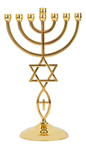 Brtagg Chapado En Oro Mesiánico Menorah Israel 7 Rama Candel