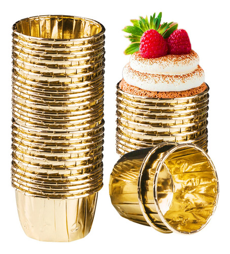 50 Capacillos Para Cupcakes Dorado Utensilios De Reposteria