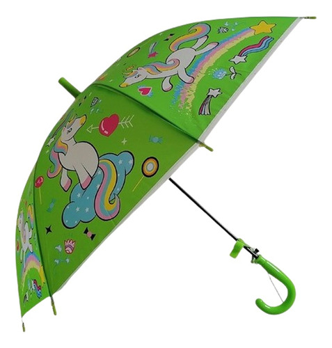 Paraguas Infantil Unicornios Niña Niño Lluvia Con Chifle