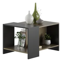 Comprar Mesa Ratona Mesita De Centro Estante Auxiliar Living Lateral Color Nogal\u002Fnegro