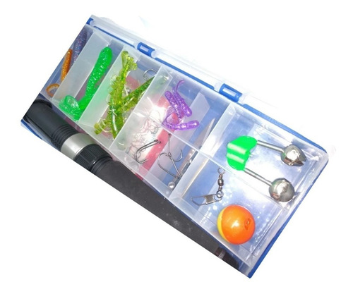 Imagen 6 de 7 de Kit Set De Pesca Caña De Pescar Bara Carretel + Accesorios