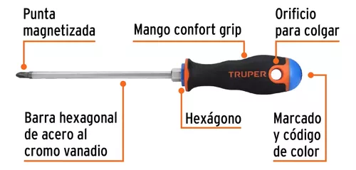 Destornillador Phillips Cromo Vanadio Tolsen Punta Imantada