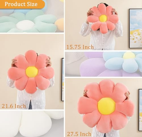 Menoeceus Flower Pillow Daisy Flower Floor Pillow Cojín, Lin