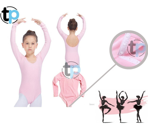 Malla Ballet Manga Larga Rosa Niña - Tuproductouy