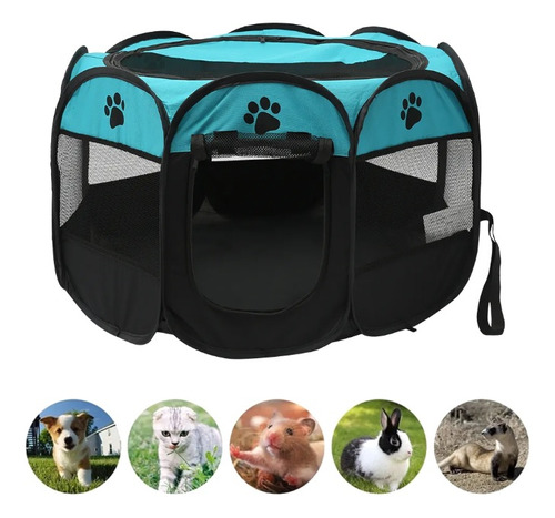 Cercado Tenda Cachorro Gato Dobrável Casinha Portátil Viagem Cor Azul