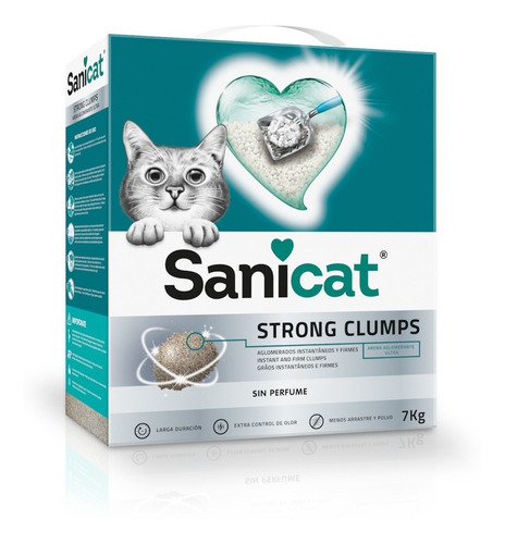 Imagen 1 de 1 de Arena Aglomerante Para Gato Sanicat Strong Clumps 7 Kg