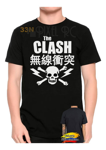 Camiseta The Clash Logo Tipo Retro Pixel Rc
