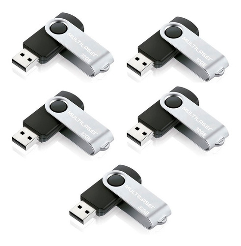 Kit 5 Pen Drives 32 Gb Twist2 Usb 2.0 Multilaser Pd589