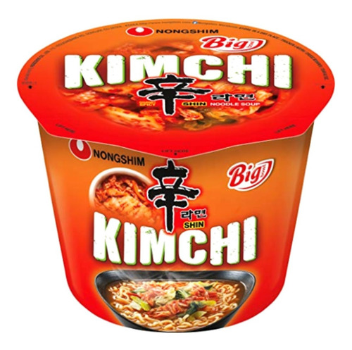 Imagen 1 de 5 de Ramen Coreano Shin Kimchi Big Bowl 112g Nongshim 3 Piezas