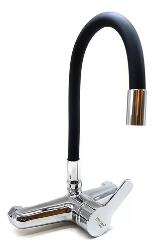 Monocomando Para Cocina Pared 20cm Pico Negro Flexible