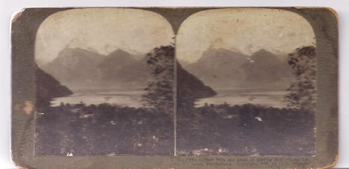 Foto Estereoscopica Stereo Antigua Lago Lucerna Suiza B10