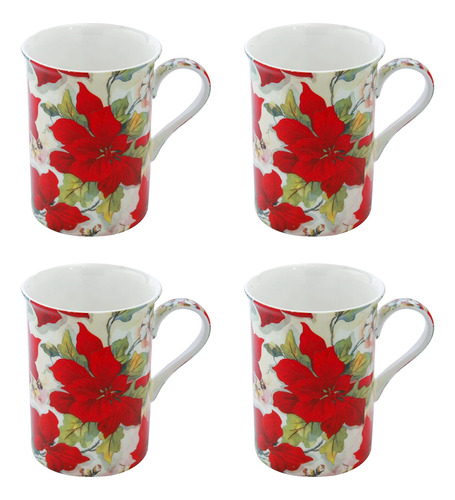 Gracie Bone China By Coastline Imports Poinsettia Floral Jue