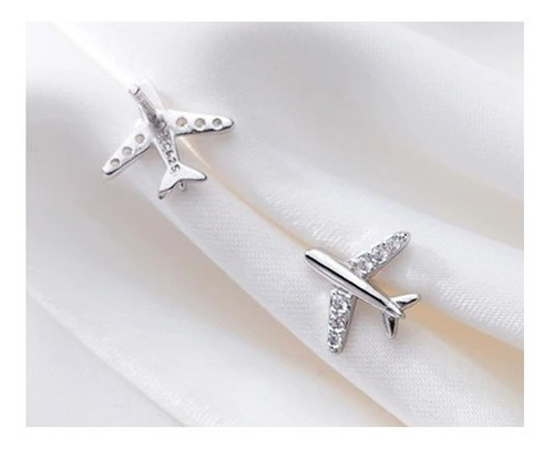 Aros De Plata Con Circones Diseño Avion S925