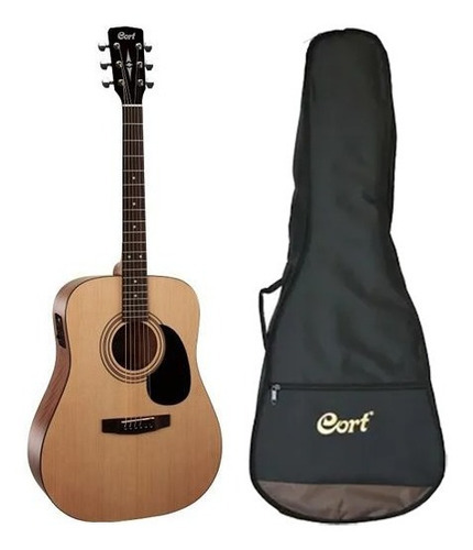 Guitarra Electroacustica Cort Ad810 Eop Con Funda Cort Color Natural Orientación De La Mano Derecha