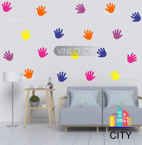 Vinil Decorativo Manitas De Colores 5 Tonos