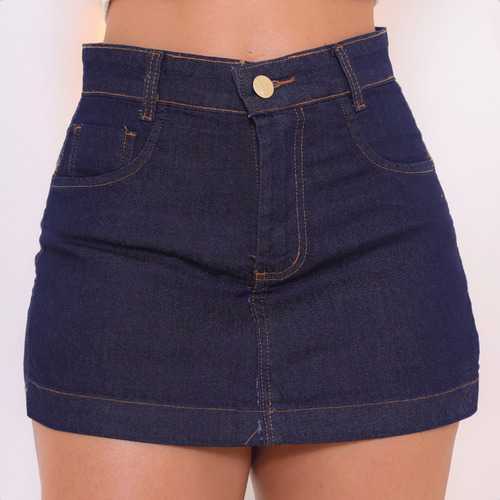 Short Saia Jeans Feminino Cintura Alta Com Lycra Stillger
