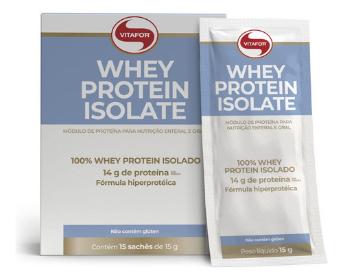 Whey Protein Isolate - 15 Sachês 15g - Vitafor Sabor Without flavor