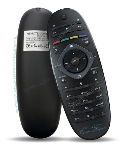 Imagen 1 de 8 de Control Remoto Ovalado Para Philips Smart Tv Lcd Led Pfl5605