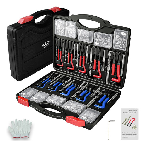 Kit De Reparación De Hilo De Tornillo 262pc Métrico / Inglés Color Negro