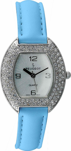 Reloj Mujer Peugeot 339bl Cuarzo Pulso Azul En Cuero