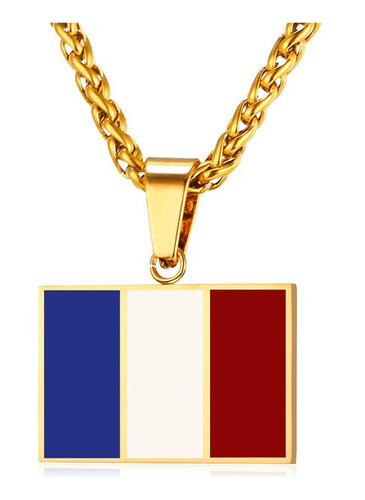 Colgante De Bandera Nacional De Francia Para Mujer Gold-colo