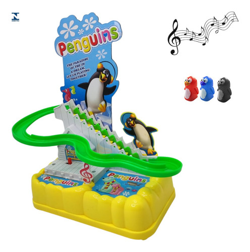 Brinquedo Pista Musical Sobe Descida Dos Pinguim Carrinho