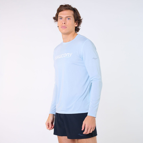 Remera Manga Larga Hombre Saucony Stopwatch Graphic Blue