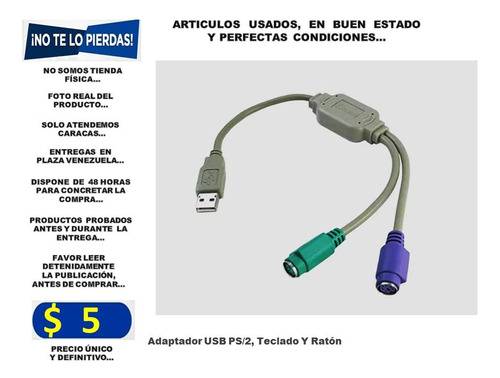 Adaptador Usb Ps/2, Teclado Y Ratón