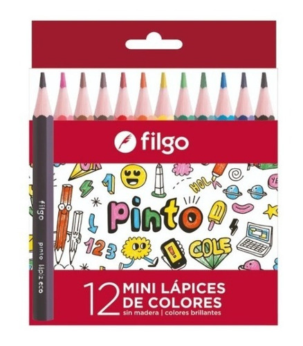  Lápices De Colores  Filgo Pinto Caja X 12 Colores Mini