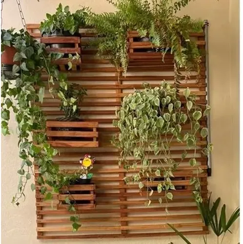 Jardim Vertical Madeira 0,60 X 0,40 2 Unid + 4 Cachepots | Parcelamento ...