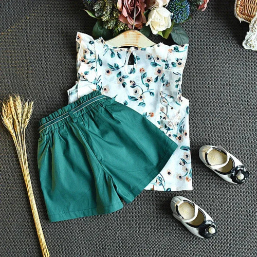 Conjuntos De Ropa Para Niños, Camisa Con Flores Y Pantalones