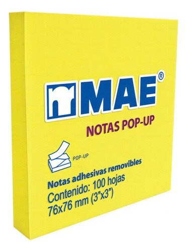 Notas Adhesivas Mae Pop Up Amarillo Neon 76x76mm 100 Hoj /v