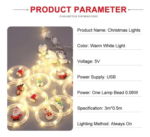 1 Lámpara De Decoración Navideña Led Luz Navideña Usbduy56
