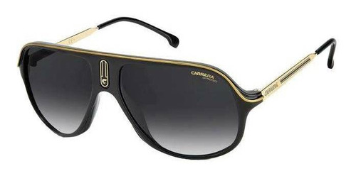 Óculos de sol Carrera Safari65 armação de optyl cor preto, lente cinza-escuro de plástico degradada, haste preto de optyl